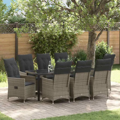 Conjunto de Jantar para Jardim   Cinzeto Vime PE (9 pcs)