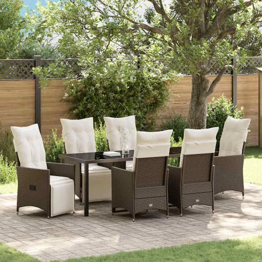 Conjunto de Jantar para Jardim   Castanho Vime PE (7 pcs)