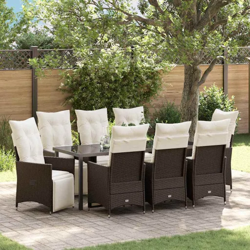 Conjunto de Jantar para Jardim   Castanho Rattan Sintético (9 pcs)