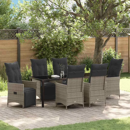 Conjunto de Jantar para Jardim   Cinzeto Vime PE (7 pcs)