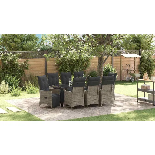 Conjunto de Jantar para Jardim   Cinzeto Rattan Sintético (9 pcs)