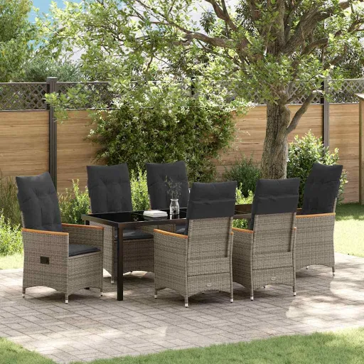 Conjunto de Jantar para Jardim   Cinzeto Vime PE (7 pcs)