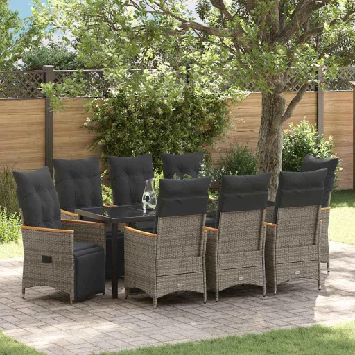 Conjunto de Jantar para Jardim   Cinzeto Vime PE (9 pcs)