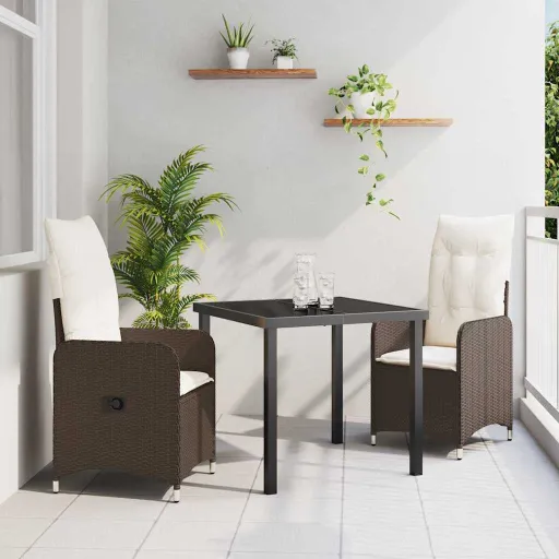 Conjunto de Jantar para Jardim   Castanho Vime PE (3 pcs)