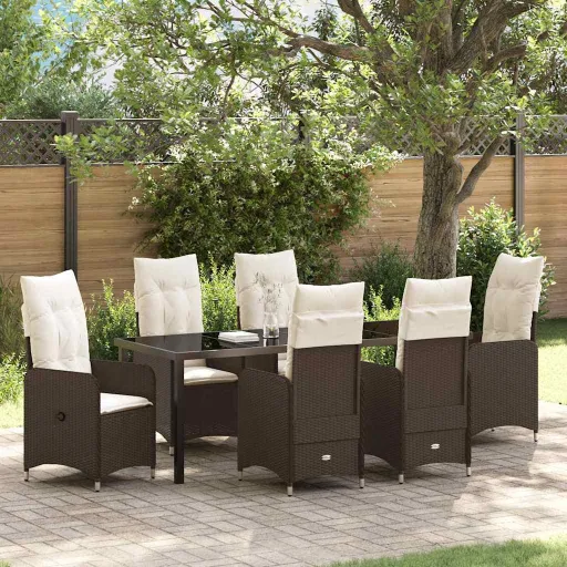 Conjunto de Jantar para Jardim   Castanho Rattan Sintético (7 pcs)