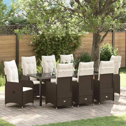 Conjunto de Jantar para Jardim   Castanho Rattan Sintético (9 pcs)