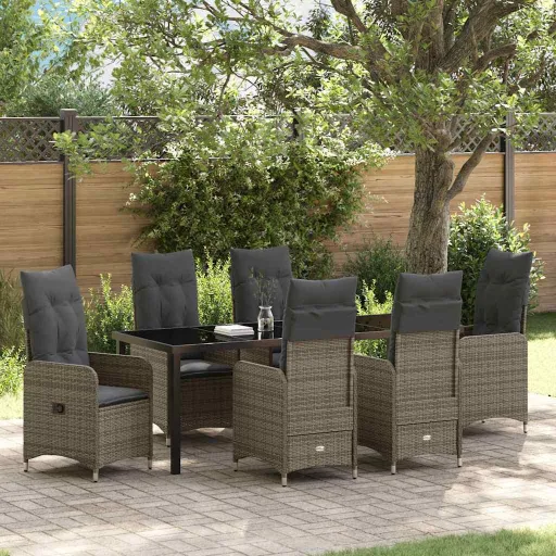 Conjunto de Jantar para Jardim   Cinzeto Rattan Sintético (7 pcs)