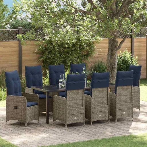 Conjunto de Jantar para Jardim   Preto Rattan Sintético (9 pcs)
