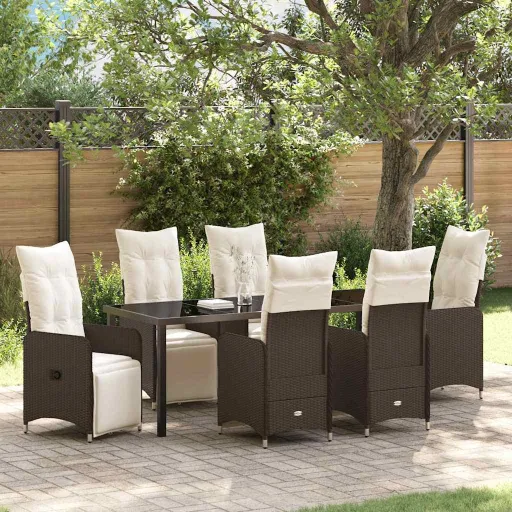 Conjunto de Jantar para Jardim   Castanho Rattan Sintético (7 pcs)