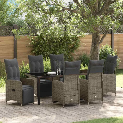 Conjunto de Jantar para Jardim   Cinzeto Rattan Sintético (7 pcs)