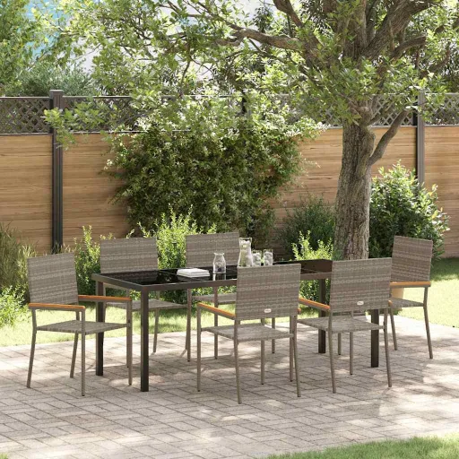 Conjunto de Jantar para Jardim   Cinzeto Vime PE (7 pcs)
