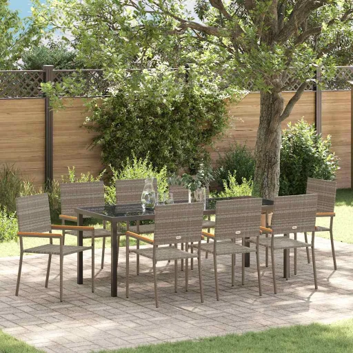Conjunto de Jantar para Jardim   Cinzeto Vime PE (9 pcs)