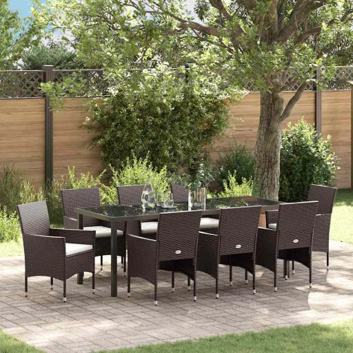 Conjunto de Jantar para Jardim   Castanho Vime PE (9 pcs)