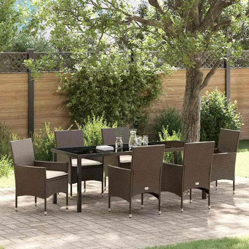 Conjunto de Jantar para Jardim   Castanho Vime PE (7 pcs)