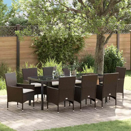 Conjunto de Jantar para Jardim   Castanho Vime PE (9 pcs)