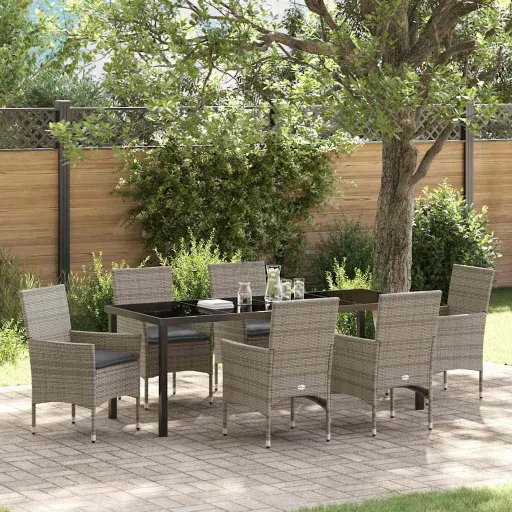 Conjunto de Jantar para Jardim   Cinzeto Vime PE (7 pcs)