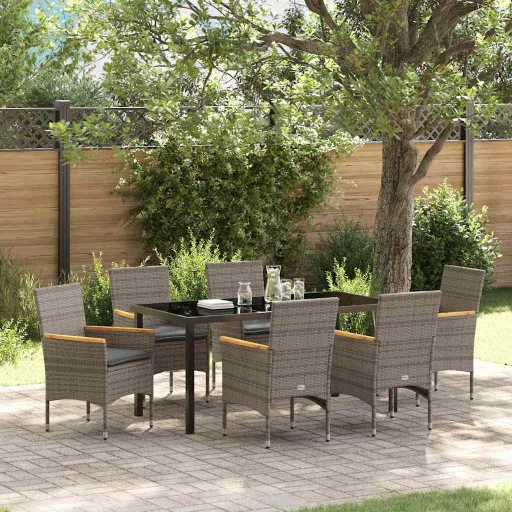 Conjunto de Jantar para Jardim   Cinzeto Vime PE (7 pcs)