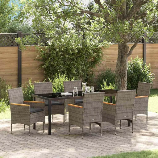 Conjunto de Jantar para Jardim   Cinzeto Vime PE (7 pcs)