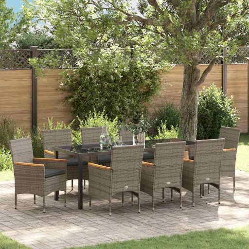 Conjunto de Jantar para Jardim   Cinzeto Vime PE (9 pcs)