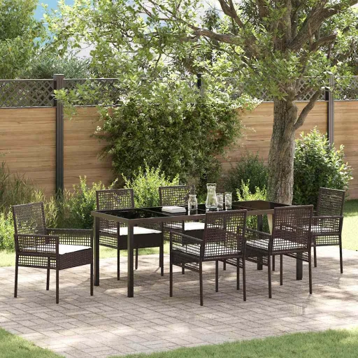 Conjunto de Jantar para Jardim   Castanho Vime PE (7 pcs)