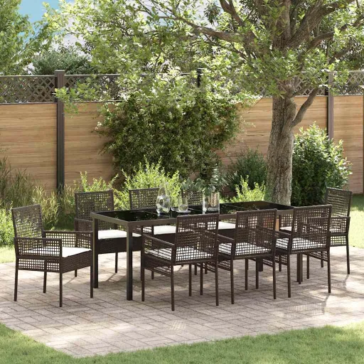 Conjunto de Jantar para Jardim   Castanho Vime PE (9 pcs)