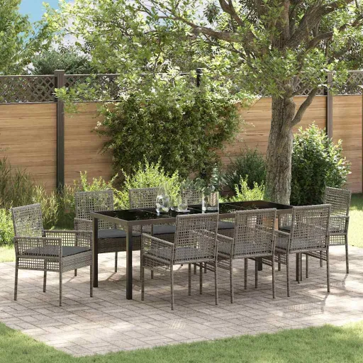 Conjunto de Jantar para Jardim   Cinzeto Vime PE (9 pcs)