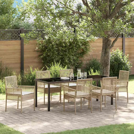 Conjunto de Jantar para Jardim   Bege Rattan Sintético (7 pcs)