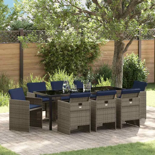Conjunto de Jantar para Jardim   Cinzeto Vime PE (9 pcs)