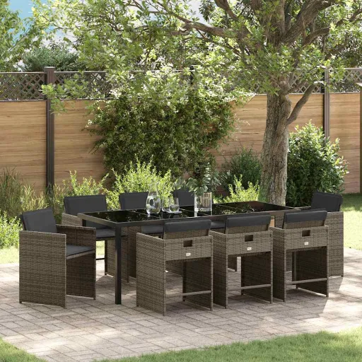Conjunto de Jantar para Jardim   Cinzeto Vime PE (9 pcs)