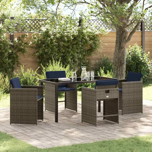 Conjunto de Jantar para Jardim   Cinzeto Vime PE (5 pcs)