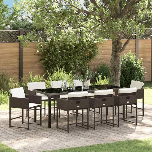 Conjunto de Jantar para Jardim   Castanho Vime PE (9 pcs)