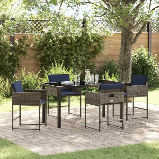 Conjunto de Jantar para Jardim   Cinzeto Vime PE (5 pcs)