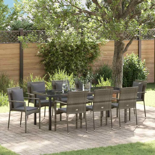 Conjunto de Jantar para Jardim   Cinzeto Vime PE (9 pcs)