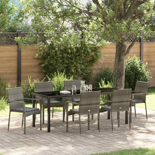 Conjunto de Jantar para Jardim   Cinzeto Vime PE (7 pcs)