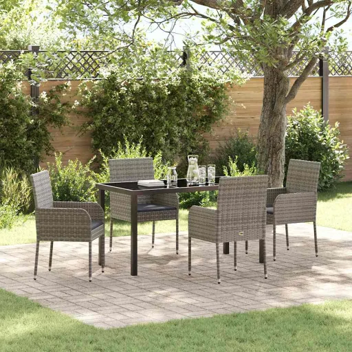 Conjunto de Jantar para Jardim   Cinzeto Vime PE (5 pcs)