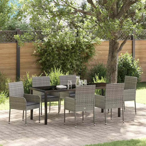 Conjunto de Jantar para Jardim   Cinzeto Vime PE (7 pcs)