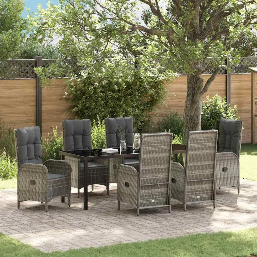 Conjunto de Jantar para Jardim   Cinzeto Vime PE (7 pcs)