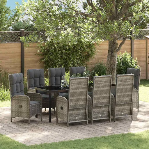 Conjunto de Jantar para Jardim   Cinzeto Vime PE (9 pcs)
