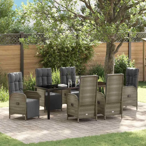 Conjunto de Jantar para Jardim   Cinzeto Vime PE (7 pcs)