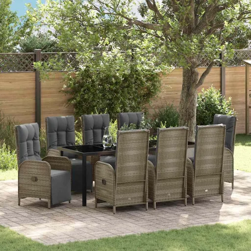 Conjunto de Jantar para Jardim   Cinzeto Vime PE (9 pcs)