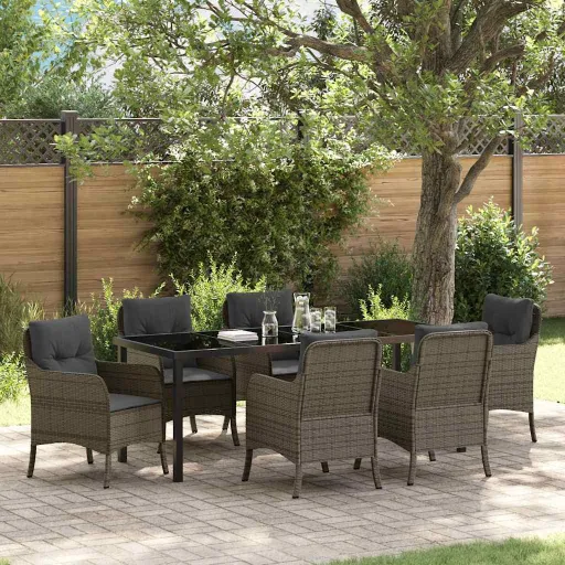 Conjunto de Jantar para Jardim   Cinzeto Vime PE (7 pcs)
