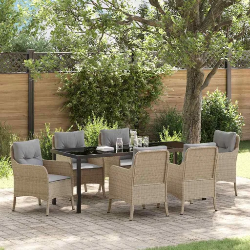 Conjunto de Jantar para Jardim   Bege Rattan Sintético (7 pcs)