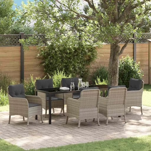 Conjunto de Jantar para Jardim   Cinzento-Claro (7 pcs)