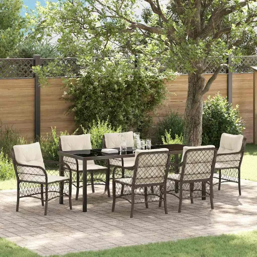 Conjunto de Jantar para Jardim   Castanho Vime PE (7 pcs)