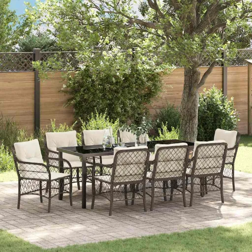 Conjunto de Jantar para Jardim   Castanho Vime PE (9 pcs)