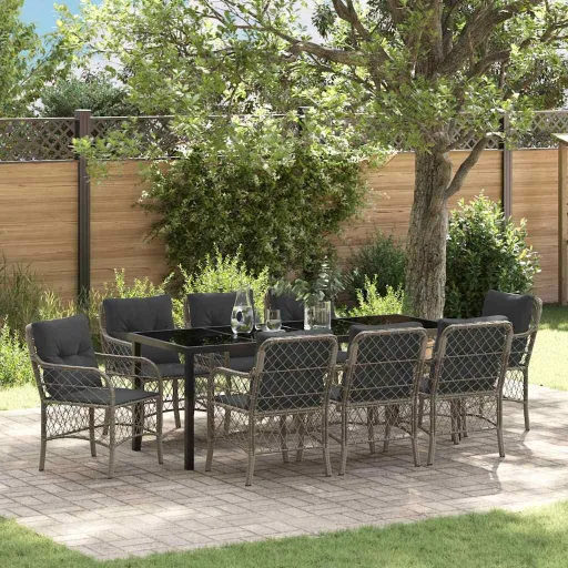 Conjunto de Jantar para Jardim   Cinzeto Vime PE (9 pcs)