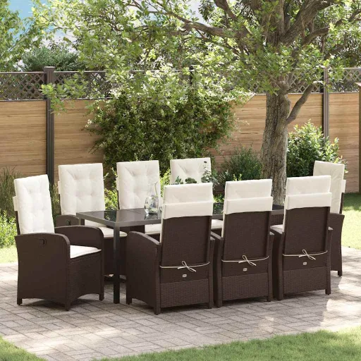 Conjunto de Jantar para Jardim   Castanho Vime PE (9 pcs)