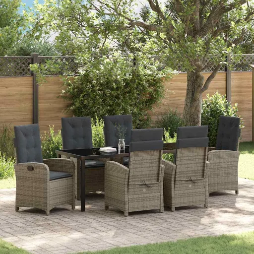 Conjunto de Jantar para Jardim   Cinzeto Vime PE (7 pcs)
