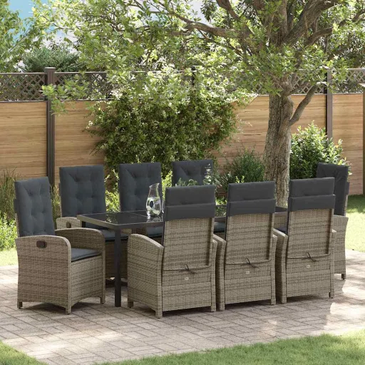 Conjunto de Jantar para Jardim   Cinzeto Vime PE (9 pcs)