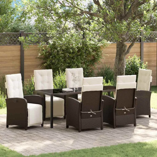 Conjunto de Jantar para Jardim   Castanho Vime PE (7 pcs)